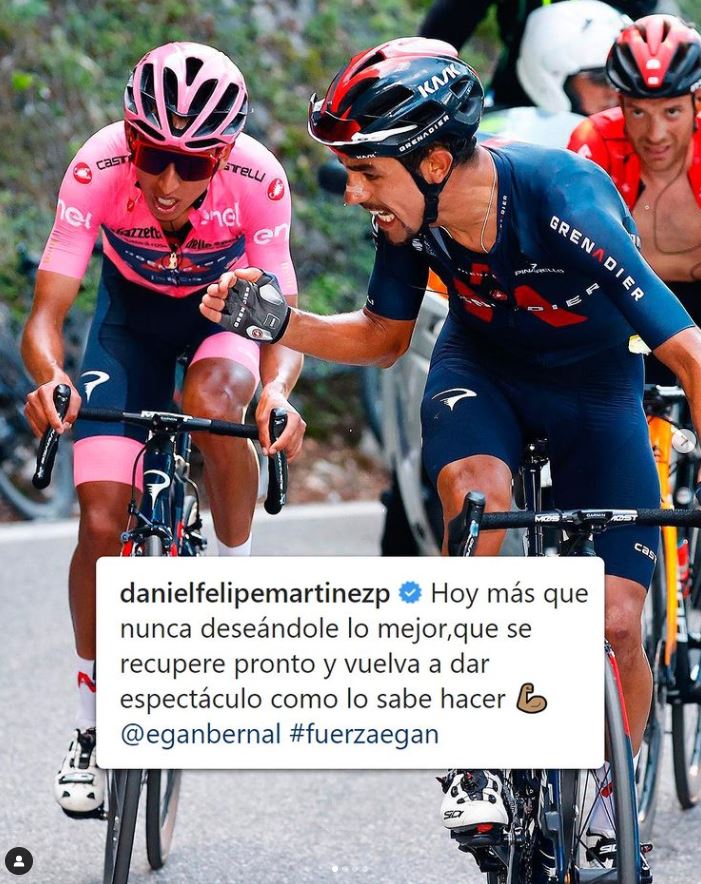 Los capos del ciclismo mundial envían mensajes de apoyo a Egan El grave accidente sufrido el lunes por el ciclista Egan Bernal mientras se entrenaba en Colombia ha provocado una ola de mensajes de apoyo y ánimos de la mayoría de rivales y de las estrellas del pelotón internacional.
