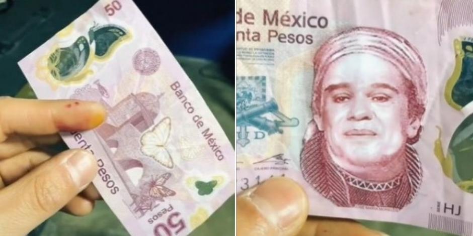 Lo estafaron con un billete falso que tenía la cara de Juan Gabriel En Tiktok se hizo viral un video de un joven que muestra como fue estafado con un billete falso que tenía la cara de Juan Gabriel.