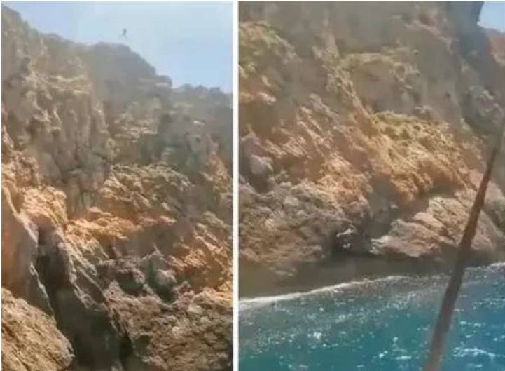 En video: hombre murió al saltar de un acantilado Un hombre holandés que se encontraba de vacaciones murió cuando saltó de un acantilado y se estrelló contra las piedras.