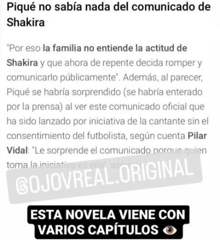Aseguran que Piqué no sabía del comunicado de Shakira Después de que la cantante colombiana Shakira confirmara que se está separando del padre de sus hijos Gerard Piqué, la redes sociales se han llenado no solo de memes sino también de especulaciones.