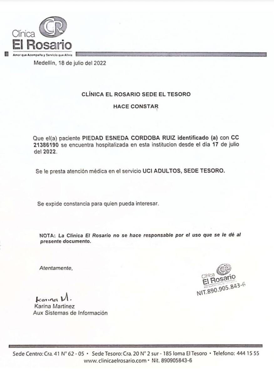 Piedad Córdoba, hospitalizada de urgencia en UCI Piedad Córdoba, senadora electa por el Pacto Histórico, fue ingresada de emergencias en las últimas horas en un centro de salud de Medellín.