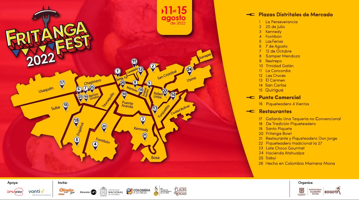Deléitese con las mejores picadas de Bogotá en el Fritanga Fest Regresa el festival de gastronomía popular más grande de Bogotá; el Fritanga Fest 2022, que se realizará del 11 al 15 de agosto.