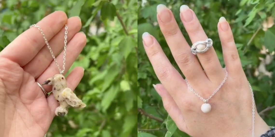 Mujer vende joyas hechas con semen A través de la red social TikTok se viralizó la historia de la artista canadiense Amanda Booth quien presume que hace joyas con semen.