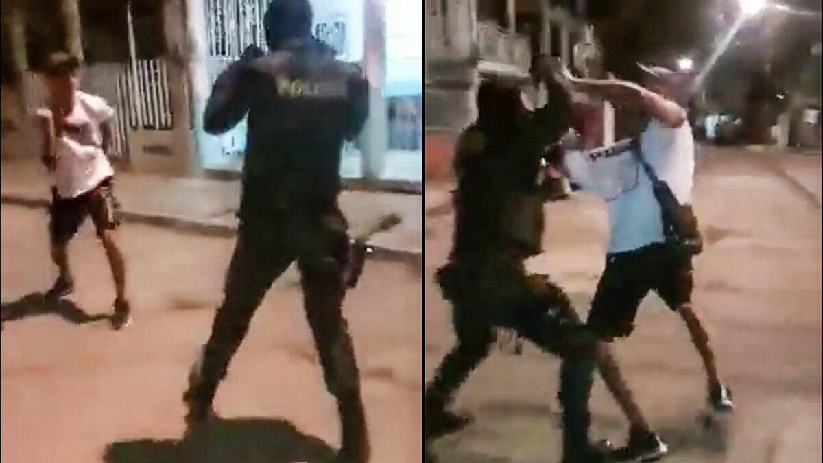 Video: policía se fue a los ‘bailaos’ con un ciudadano En el barrio Rodeo de Cali, un uniformado y un joven protagonizaron una pelea a puños. Lo más impactante de todo es que en medio de la efervescencia, el policía sacó su arma de dotación y disparó.