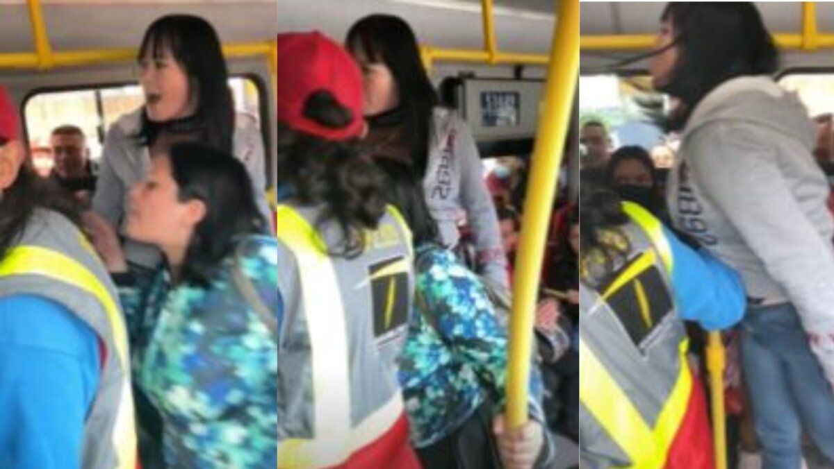 EN VIDEO: Nuevo agarrón de mujeres en TransMilenio Nuevamente, TransMilenio se convirtió en un ring de pelea, pues ya se ha vuelto costumbre que pasajeros se agredan y se griten vulgaridades. En esta oportunidad dos mujeres muy alteradas fueron grabadas mientras le gritaban a otra, al parecer, por no cederle la silla a una adulta mayor.