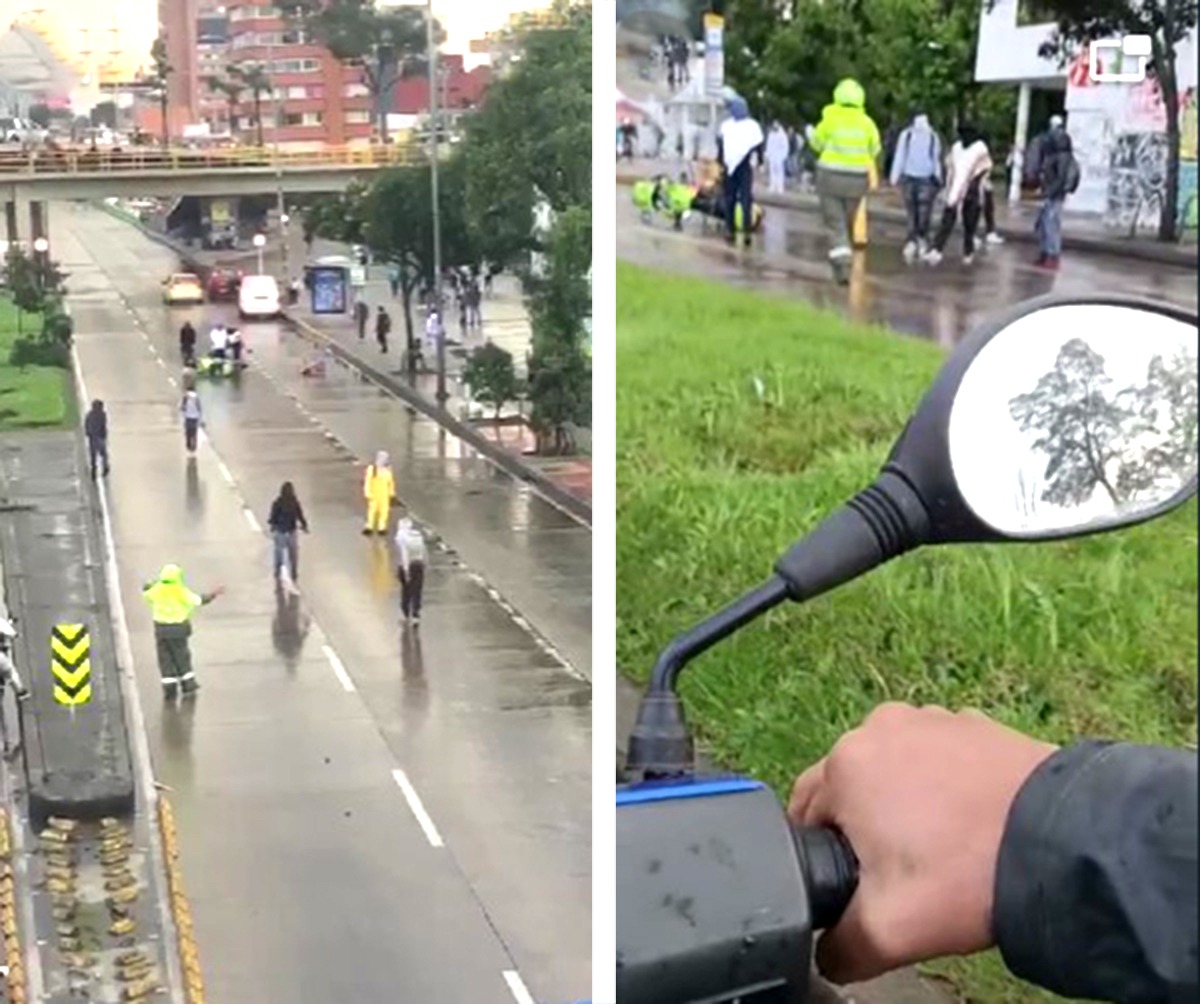 Encapuchados intentaron quemar moto de un policía en Bogotá En horas de la tarde de este jueves los ciudadanos que transitaban frente a la Universidad Nacional por la carrera 30 registraron en videos los angustiosos momentos en lo que se ve a un Policía ser interceptado por unos encapuchados que salieron de la institución.