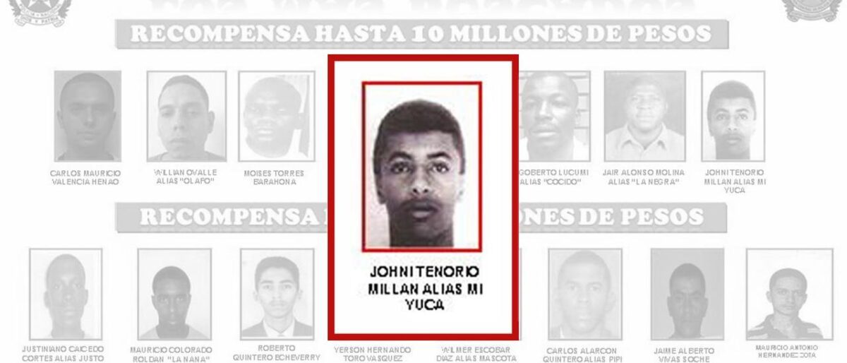 Cayó en España alias 'Mi yuca', uno de los hombres más buscados en Colombia La Policía española informó de una importante captura, pues detuvieron en la ciudad de Pontevedra (noroeste) a Johni Tenorio Millán, alias 'Mi yuca, uno de los fugitivos más buscados de Colombia.
