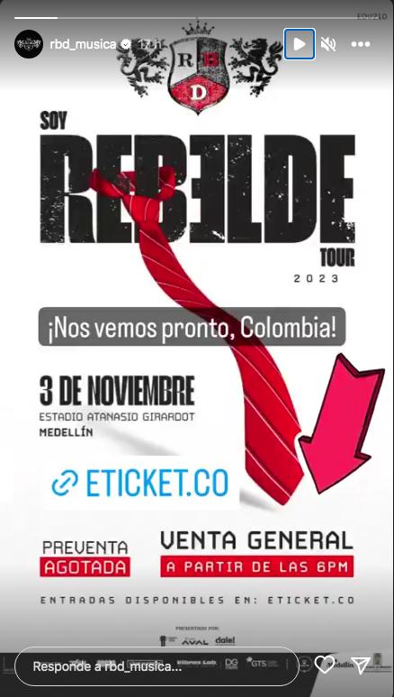 Se confirmó segunda fecha de RBD en Colombia Después del éxito en la preventa de la boletería para el concierto de la agrupación RBD, se confirmó una segunda fecha.