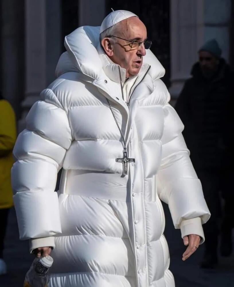 Le hacen memes al Papa Francisco por su traje que se hizo viral El Papa Francisco se viralizó en el mundo entero luego de que unas fotos usando un largo abrigo blanco se compartiera en internet.