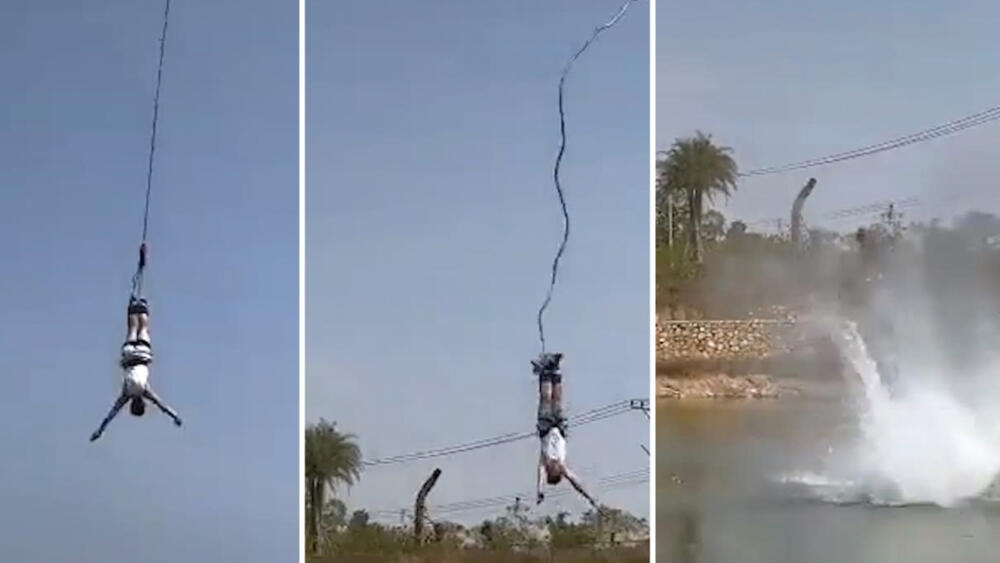 ¡Impresionante! Turista saltó en bungee jumping y se le rompió la cuerda En video quedó registrado el terrorífico momento en el que se le rompe la cuerda a un turista mientras practica bungee jumping.