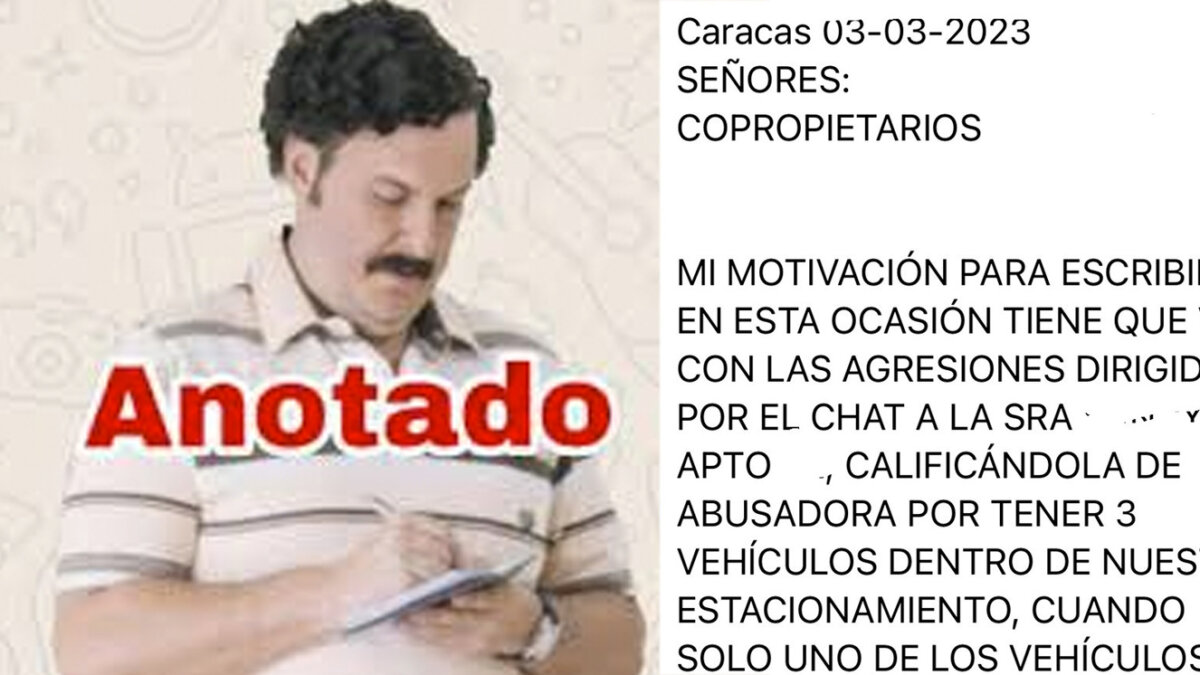 Una mujer demandó a su vecino porque envió un sticker de Pablo Escobar En Caracas, Venezuela, una mujer demandó a su vecino luego de que este usará un sticker de Pablo Escobar en una conversación de WhatsApp, en el grupo de los vecinos. La mujer tomó esto como una amenaza y emprendió acciones legales.