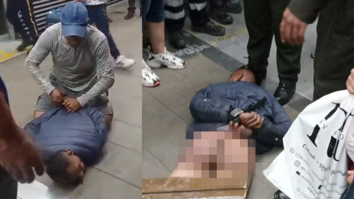 EN VIDEO: Desnudaron y golpearon con una tabla a ladrón en TransMilenio En un video quedó registrado el momento en que unos usuarios de TransMilenio golpearon y desnudaron a un ladrón.