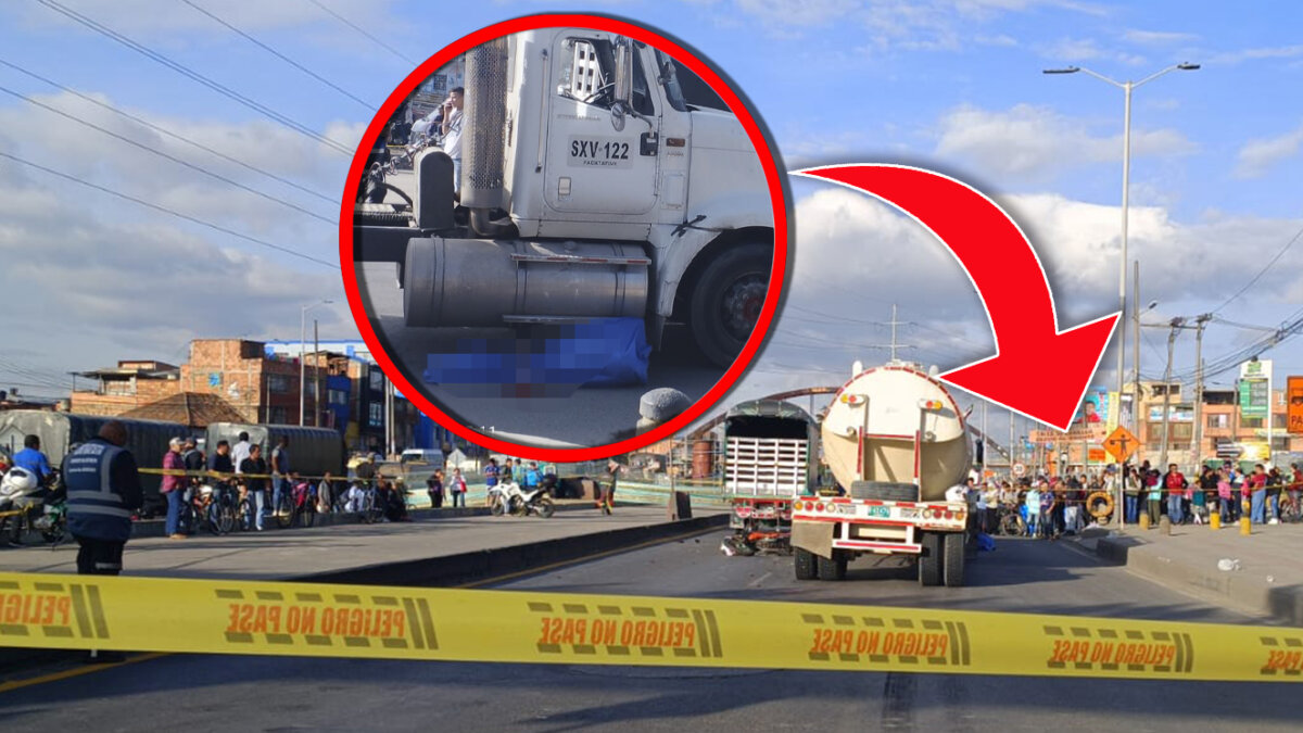 Aparatoso accidente deja un motero muerto en la Autopista Sur Un motociclista murió tras ser arrollado por un camión tipo cisterna en la Autopista Sur.