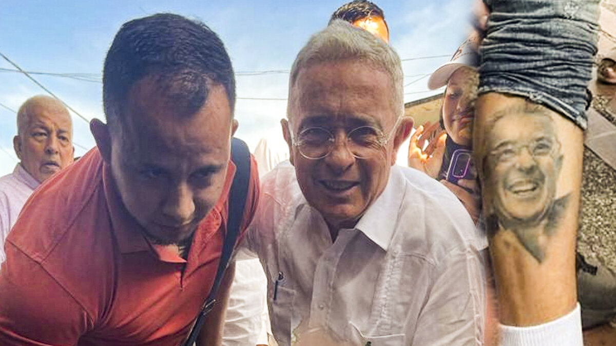 Hombre se tatuó la cara del expresidente Álvaro Uribe y él quedó sorprendido Un sargento de la reserva activa del Ejército decidió mostrar la profunda admiración que siente por el expresidente Álvaro Uribe, tatuándose su rostro en la piel.