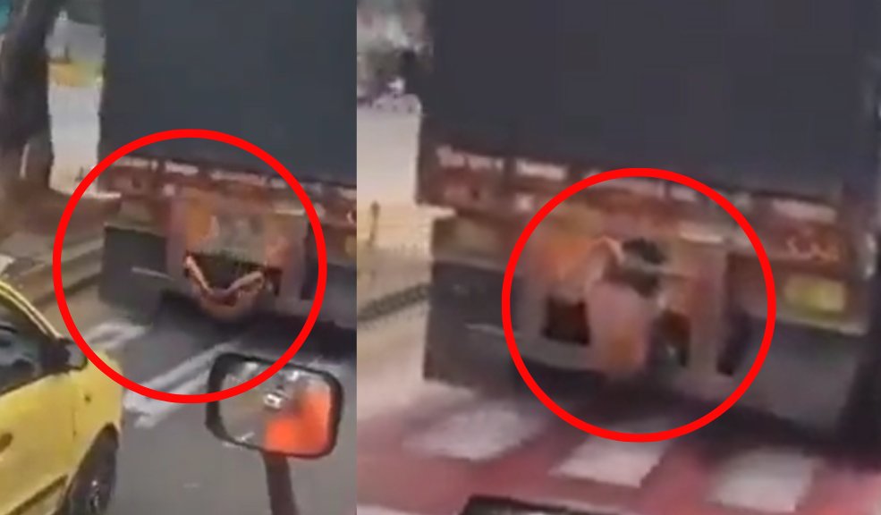 ¡De no creer! Un hombre hace abdominales mientras se sostiene de un camión en movimiento Un hombre arriesga su vida mientras hace abdominales agarrado de la parte trasera de un camión en movimiento.