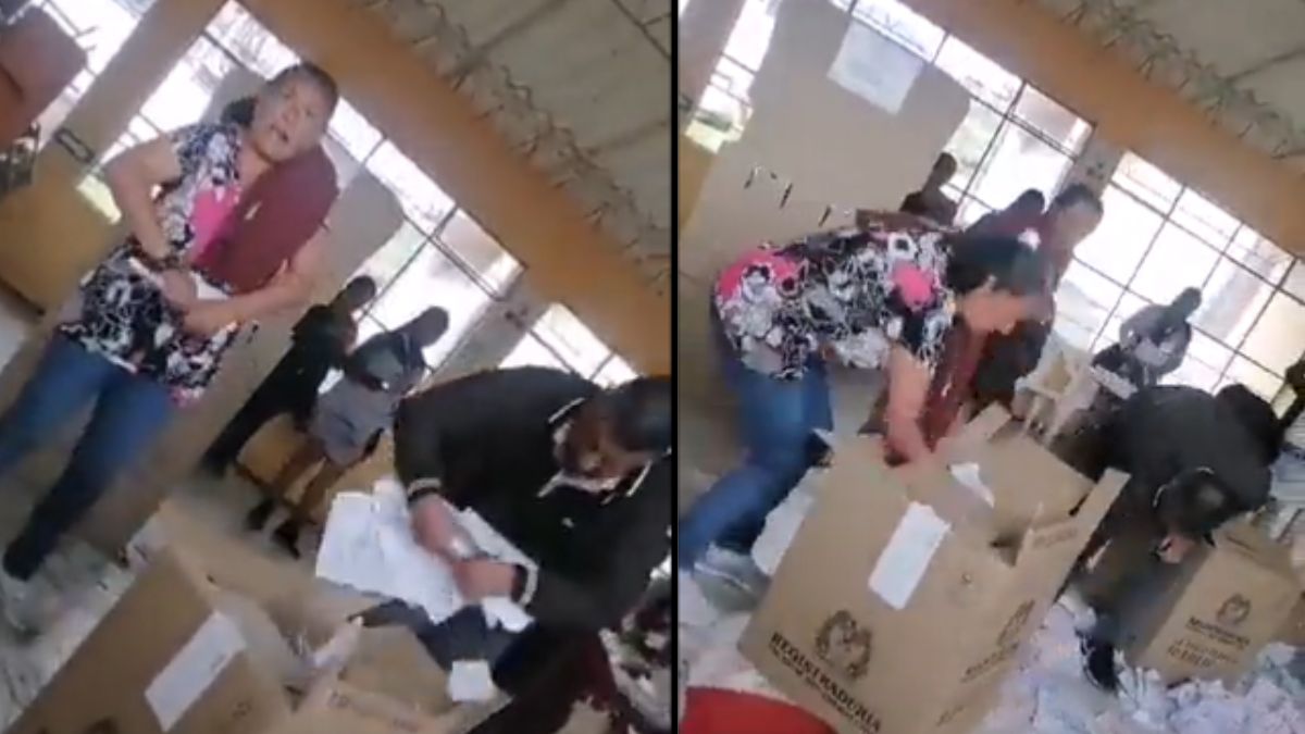 EN VIDEO: Vandalizan puesto de votación en Putumayo En video quedó registrado como un grupo de personas destruyó un puesto de votación en el municipio de Santiago, Putumayo.