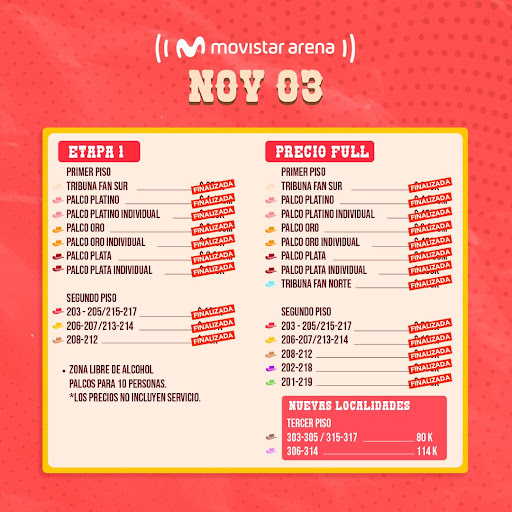 Habilitan nueva localidad para el concierto de Carin Leon: estos son los precios El próximo viernes 3 de noviembre, los fanáticos de Carin Leon podrán disfrutar de su show en el Movistar Arena de Bogotá, en una nueva localidad. Este es el precio de la boletería.