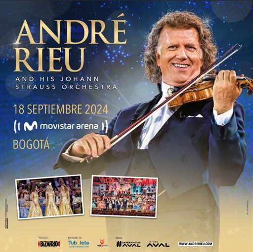 El violinista André Rieu cautivará a Colombia con su nueva gira El reconocido violinista y director de orquesta holandés, André Rieu, está listo para cautivar una vez más al público colombiano con su esperado regreso a Bogotá el 18 de septiembre de 2024, como parte de su nueva gira mundial.