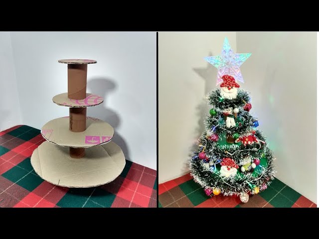 Árbol de Navidad hecho en casa: fácil y económico ¡construye tu propio árbol de Navidad utilizando cartón reciclado y disfruta de una decoración económica y amigable con el medio ambiente!