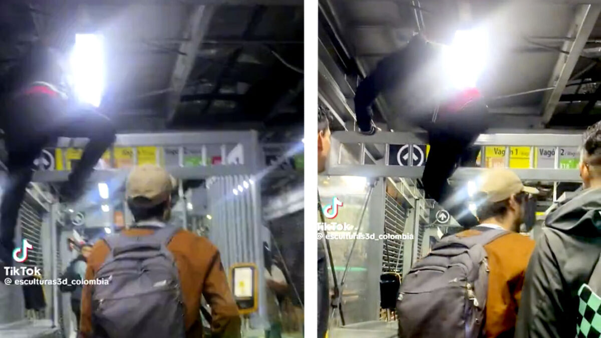 Se creyeron Spiderman para colarse en TransMilenio En un video quedó captado el momento en el que un grupo de jóvenes ingresa a una estación de TransMilenio, pasando por encima de las nuevas puertas anicolados. Vea el video aquí.