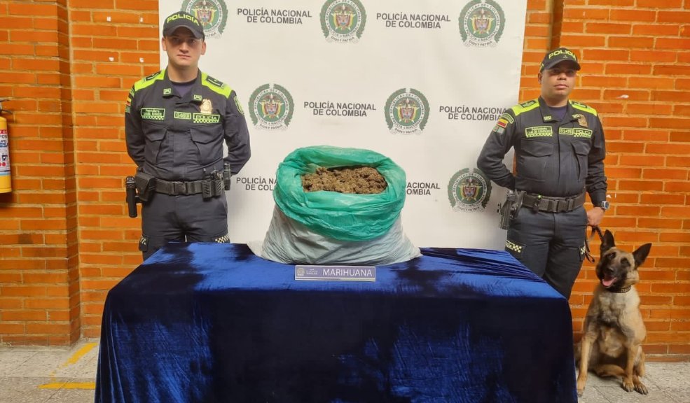 Descubren caja con 20 kilos de droga en el aeropuerto El Dorado Una perrita del aeropuerto El Dorado, encontró una caja que contenía droga y que provenía de la ciudad de Cali, con destino a San Andrés.