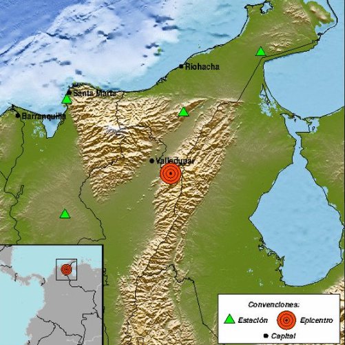 Tembló en Colombia Sobre el mediodía, mientras las personas almorzaban, se presentó un sismo de magnitud 3.5 en el municipio de La Paz, en el Cesar.