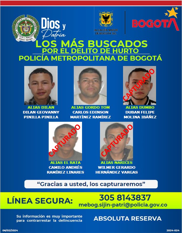 Cayó uno de los delincuentes más buscados por hurto en Bogotá El capturado tiene antecedentes por diversos delitos, incluyendo lesiones culposas, hurto calificado y agravado, concierto para delinquir, y uso de menores de edad para la comisión de delitos.