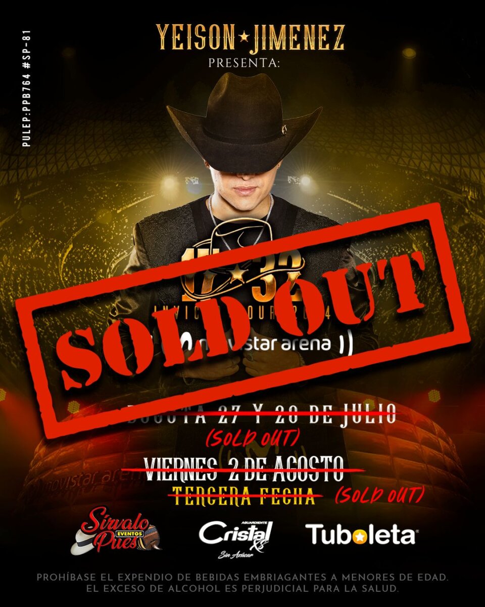 Yeison Jiménez arrasó en Bogotá: hizo sold out en su tercera fecha Yeison Jiménez, el aclamado cantante de música popular, está dejando huella en la historia de la música colombiana con su exitoso "17/32 Invito Tour".